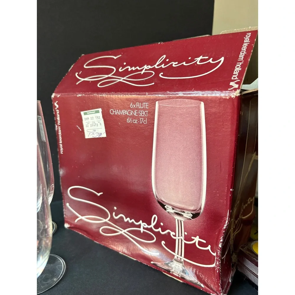 Royal Leerdam Simplicity Champagne Flutes Set‎ of 9 Glasses 6.5oz